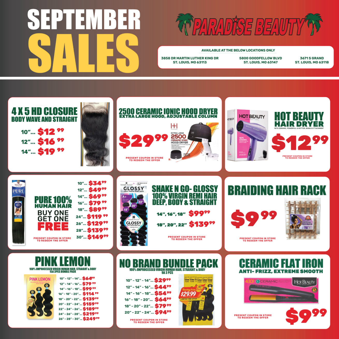 SEPTEMBER SALES!!