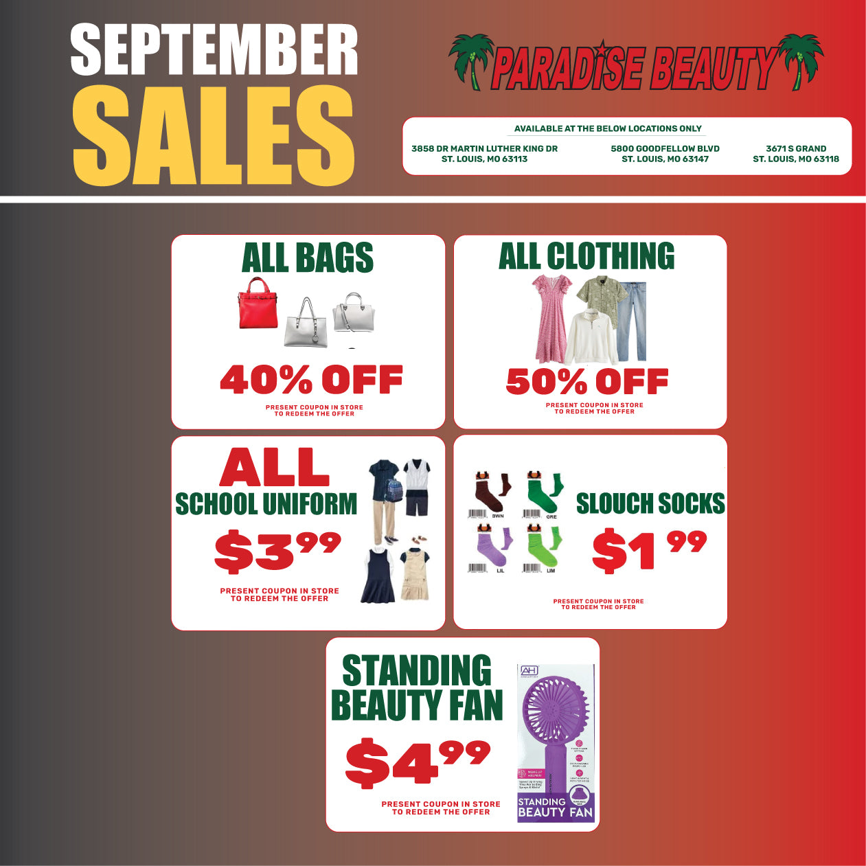 SEPTEMBER SALES!!