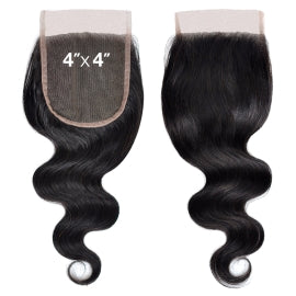 Brazilian Lace Closure 4X4 Unprocessed Hair Body Wave OR Straight Natural Color