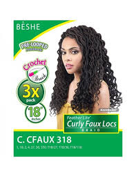 Beshe Crochet Braid Feather Lite Curly Faux Loc 3x Pack 18"
